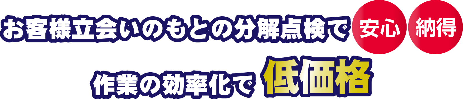 お客様立会いのもとの分解点検で安心・納得。作業の効率化で低価格